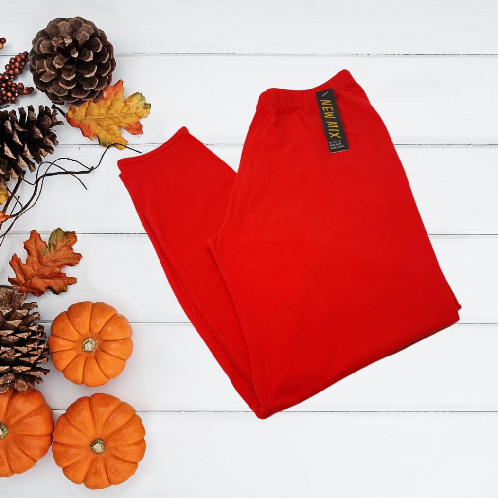 Buttery Soft Basic Red Solid Leggings